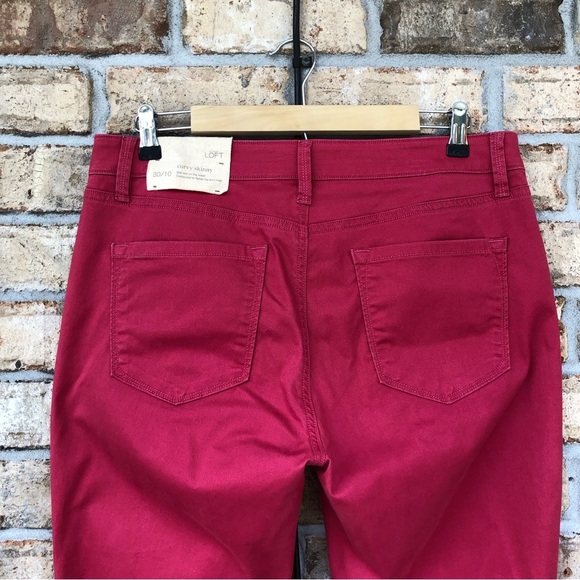 Ann Taylor Loft CA57421 Stretchy Curvy Skinny Mid Rise Coral Red Jeans 30/10 - Picture 6 of 11